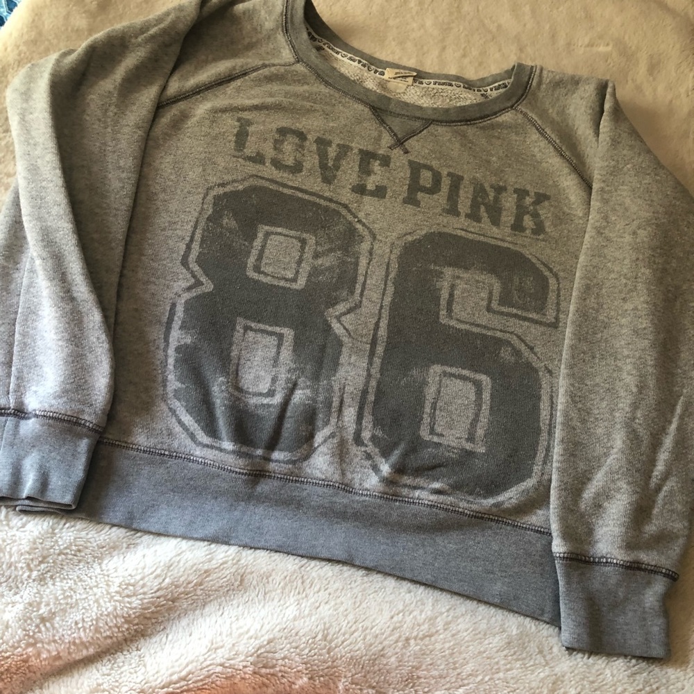 PINK grey sweatshirt very good cond size L nice - Picture 2 of 8